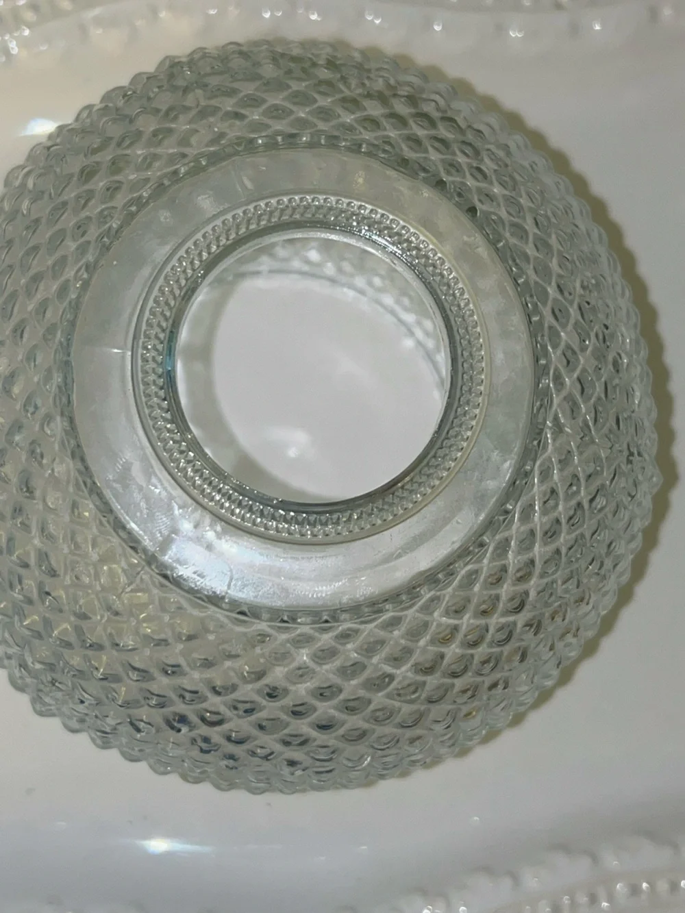 Pressed Glass Sphere Diamond Pattern Lamp/Burricane Lamp Shade Vintage